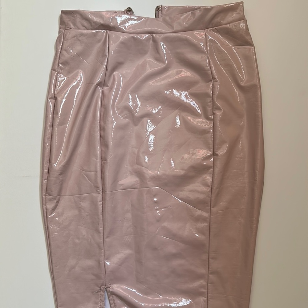 Pink Faux Leather Skirt